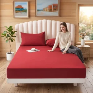 Cross-border Fully Wrapped Solid-color Synthetic Fiber Non-skin-friendly Fitted Bed Sheet Protective Cover Dust-proof