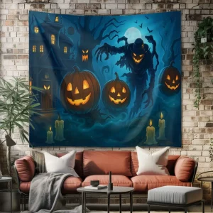 Cross border Hanging Cloth Halloween Backdrop Party Banner Atmosphere Decoration Spooky Props Tapestry Polyester American