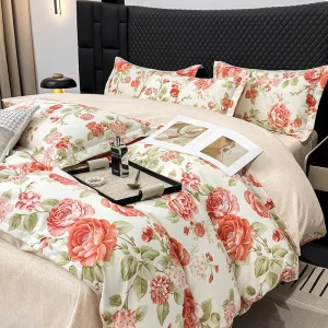 Cross-border Livestream Consignment Bed Sheet Four Piece Set Duvet Cover Bedding Three Piece Set Heart-Shaped Geometric Pattern