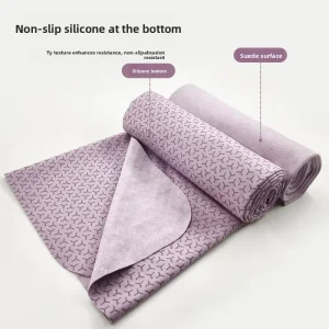 Cross border Non slip Double faced Fleece Skin friendly Antibacterial Yoga Mat Towel Sweat absorbent Customizable Silk screen