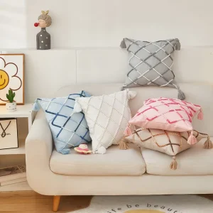 Cross border Nordic style Instagram inspired Guesthouse Sofa Throw Pillow Gradient Beaded Chain Pillow Cover Removable Cushion