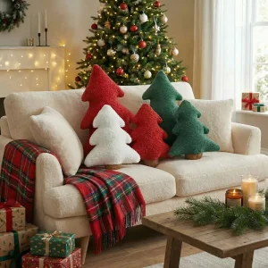 Cross border Soft Christmas Tree Cloth Throw Pillow Solid Pattern Sofa Ornament Decorations