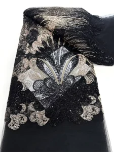 Cross-border Spring and Summer Fashion Embroidery Fabric Two-color Heavy Industry Bead Tube Embroidery Fabric