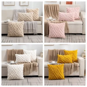Cross border Square Snowflake Velvet Solid Color Throw Pillow Cover Filling Not Included Modern Minimalist Style for Office Sofa