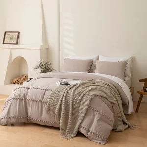 Cross-border Supply Bedding Foreign Trade Home Textiles Solid-color Bohemian-style Water-washed Synthetic Duvet Cover Set