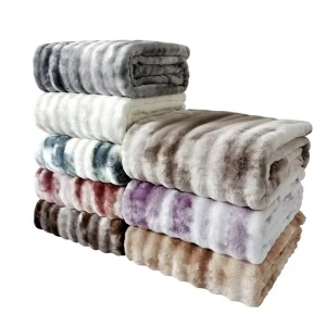 Cross border for Luxury feel Polyester Color block Tie dye Bubble Velvet Throw Sofa Nordic Style Four season Blanket