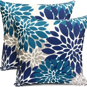 Cross border for Seller Blue Floral Throw Pillow Digital Print Creative Giftremovable Washable Modern Minimalist Style