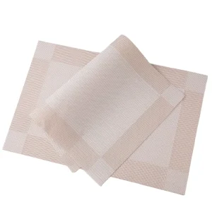 Crossweave LONGZHIGE Classic Rectangle PVC Placemat Double Frame Diagonal Frame Waterproof Non slip Heat Insulation Home Hotel