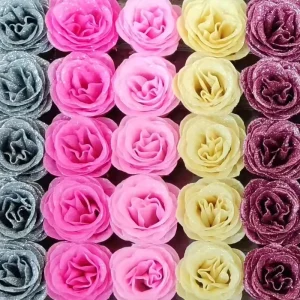Crystal Rose Gold Powder Flower Head Valentines Day Bouquet Wedding Decoration Gold Dust Glitter Rose Artificial Flower