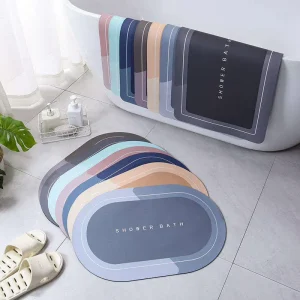 Crystal Velvet Bath Bathroom Rug Anti Non Slip Water Absorbent Floor Shower Mat Oval Square Rubber Door Mat Carpet