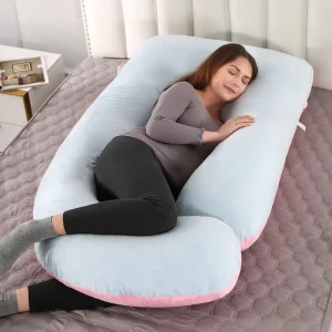 Crystal Velvet Cloth Pregnant Woman Body Pillow J Shape Oversized Maternity Pillows for Side Sleeping Body Nursing Cushion