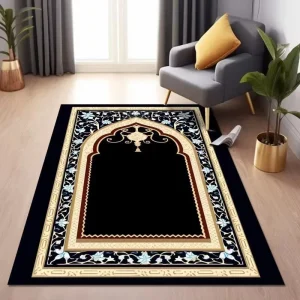 Crystal Velvet Digital Printing Carpet Plastic Bottom Washed Prayer Mat for Bedroom & Living Room