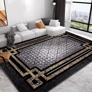 Crystal Velvet Thin Carpet Muslim Pattern Area Rug with Non Slip Backing for Entrance Floor Decoration Carpet Mat