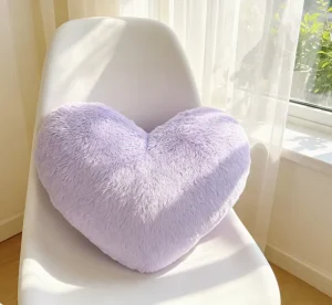 Cuddly 3D Heart Shape Faux Fur Washable Super Soft Fluffy Throw Pillow Cosy Warm Home Decor Gift Valentine’s Day