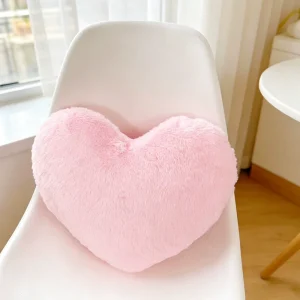 Cuddly Teddy Bear Faux Fur Super Soft 3D Heart Shape Fluffy Polyester Filled Throw Pillow Cosy Warm Home Decor Gift Valentine’s