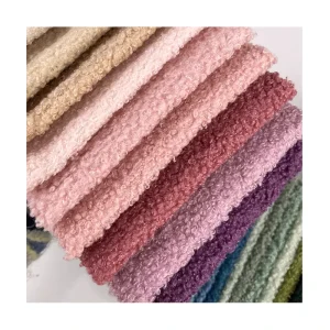 Curly Faux Fur Teddy Fleece Boucle Loop Fabric Knitted 100% Polyester Stretch Yarn Dyed Breathable Plain for Sofa