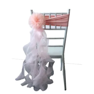 Curly Willow Blush Flower Chair Sash Spandex for Wedding