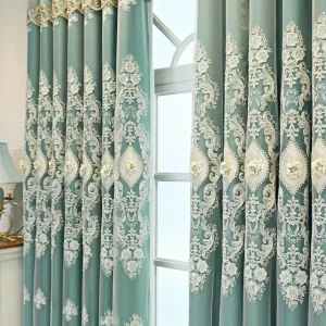 Curtains Luxury Embroidered Floral Polyester Curtain Fabric S Fold for Living Room Window Curtains and Sheers Curtain Fabric