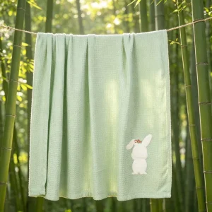 Custom 100 Bamboo Cotton Baby Blanket Large Waffle Weave Thermal Blanket Infant Throw Blanket for Newborn Swaddle Honeycomb Mesh