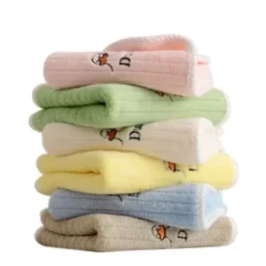 Custom 100% Coral Fleece Cartoon Embroidery Towel Set Luxury Bath & Washcloth for Kids & Babies for Newborns & Bathrooms