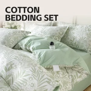 Custom 100% Cotton 4 Pcs Bed Sheet Flowers and Plants Bedding Set King Size Queen Full Sheets Sets Super Soft Luxury