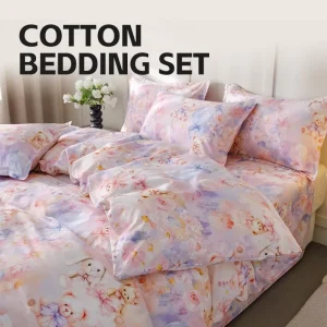 Custom 100% Cotton 4 Pcs Bed Sheet Flowers and Plants Bedding Set King Size Queen Full Sheets Sets Super Soft Luxury
