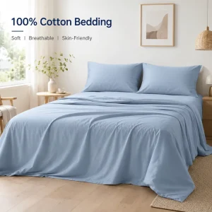 Custom 100% Cotton Bed Sheet Fitted Sheet Set Soft Breathable Skin Friendly Home Textile Bedding Set OEM ODM
