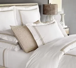 Custom 100% Cotton Embroidery Hotel Duvet Cover Flat Sheet Set Bedding Set