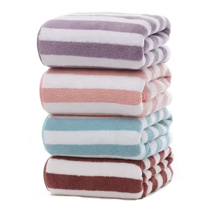 Custom 100% Cotton Terry Stripe Striped Absorbent Luxury Yarn Dyed Swimming Face Hand Bath Beach Towel Towels