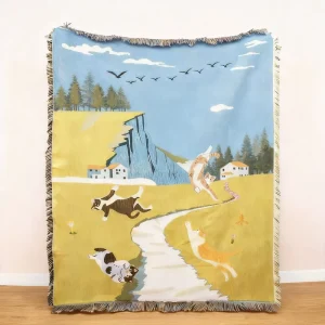 Custom 100% Cotton Throw Blanket Super Soft Warm Color Throw Blankets Custom Logo
