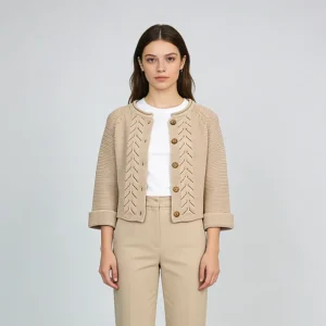 Custom 100% Cotton Women Cardigan Knitted Autumn Winter Warm Sweaters Jumper Ladies Knitwear