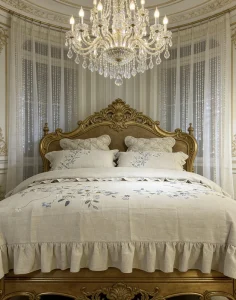 Custom 100% Hemp 4Pcs Bedding Set with Bed Skirt Heavy Machine Embroidery Comfortable Dry Breathable Antibacterial