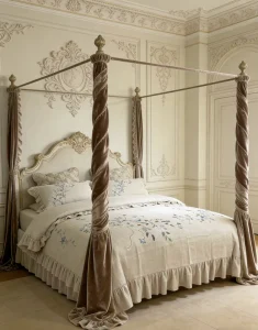 Custom 100% Hemp Bedding Set 4Pcs With Bed Skirt Heavy Embroidery Design Breathable Antibacterial Eco Friendly