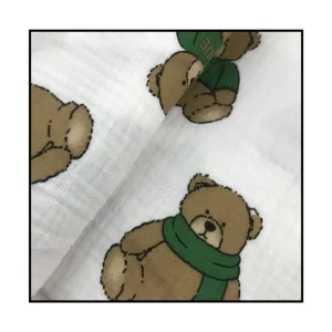 Custom 100% Organic Cotton Muslin Swaddle Super Soft Floral Print Double Gauze Woven Newborn Baby Blanket Fabric for Girls