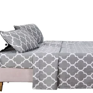Custom 100% Polyester 4Pcs Fitted Flat Printed Bedding King Queen Size Pillowcase Bed Sheet Sets
