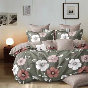Custom 100% Polyester Microfiber 300tc Duvet Cover Set Queen Size 4 Pcs Modern Floral Pattern Eco Friendly Home Bedding