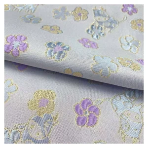 Custom 100% Polyester Textured Tinsel Floral Cow Pattern Yarn Dyed Lurex Metallic Woven Brocade Jacquard Fabric for Dresses