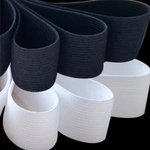 Custom 10mm-70mm White and Black Oeko Tex Certified Elastic Waistband Knitted Webbing