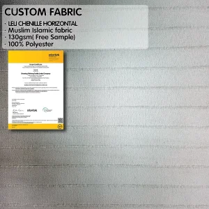 Custom 130gsm Chenille Horizontal Fabric 100% Polyester GRS Recycled Woven Fabric for Islamic Muslim Clothes