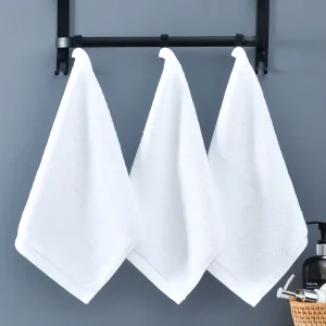 Custom 16s Cotton White Square Hand Towel Small Washcloth for Salon Hotel Use