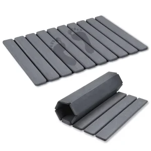 Custom 2 Pack Stone Bath Mat Diatomaceous Earth Shower Mat Set Absorbent Quick Dry Non Slip Diatomite Bathroom Floor Mat Grey