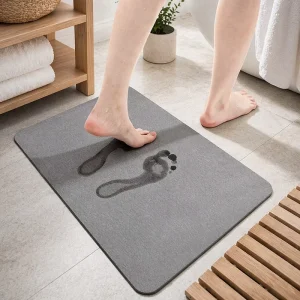 Custom 2 Pack Stone Bath Mat Diatomaceous Earth Shower Mat Set Absorbent Quick Dry Non Slip Diatomite Bathroom Floor Mat Grey