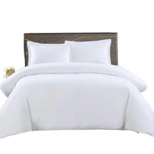Custom 200TC White Cotton Bed Linen Set Plain Hotel Linen Bedding Including Duvet Cover for Home Use
