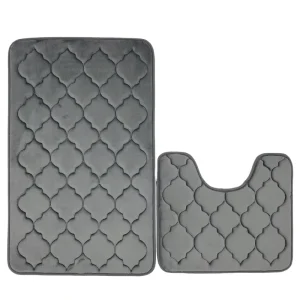 Custom 3 Piece Solid Eco Friendly Microfiber Memory Foam Bath Mat Set Washable Toilet Mats & Area Rugs