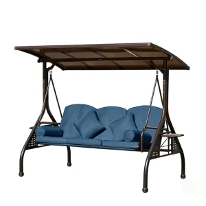 Custom 3 Seat Metal Outdoor Patio Swing Chair Thickened Cushions Pillow Outdoor Garden Swing Bench for Backyard Poolside Porch