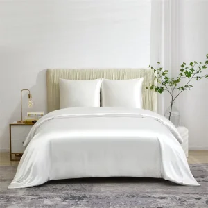 Custom 30 Momme Modern Woven Silk Bedding Set Duvet Cover and Fitted Sheet with OEKO-TEX 6A Grade