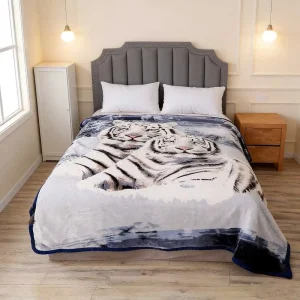 Custom 3D Animal Design Woven Fluffy Fleece Warm King Size Heavy 12kg Super Soft Plush Raschel Blanket