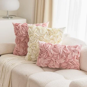 Custom 3D Flower Square Throw Pillow Vivid Petal Velvet Decorative Cushion Cover Home Use Velvet Duplex Splicing