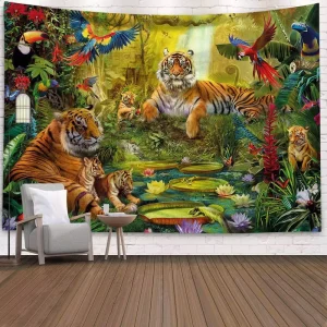 Custom 3D Print Green Forest Tree Wall Art Tapestry Bedspread