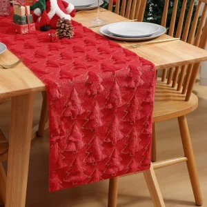 Custom 3D Quilted Embroidered Sequin Dining Table Runner 100% Polyester Reusable Durable Washable for Party Home